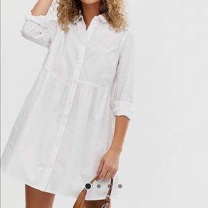 ASOS Mini Smock Shirt Dress in White Size 2